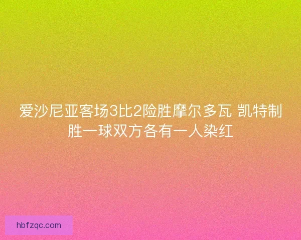爱沙尼亚客场3比2险胜摩尔多瓦 凯特制胜一球双方各有一人染红