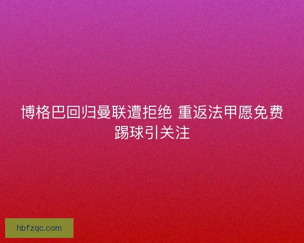 博格巴回归曼联遭拒绝 重返法甲愿免费踢球引关注